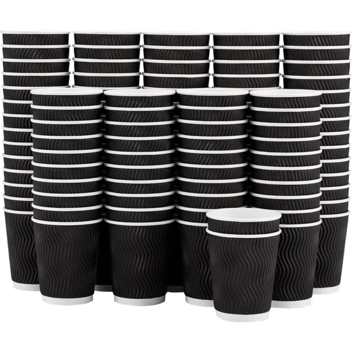 150ml Black Ripple Paper Cups (Pack of 100)
