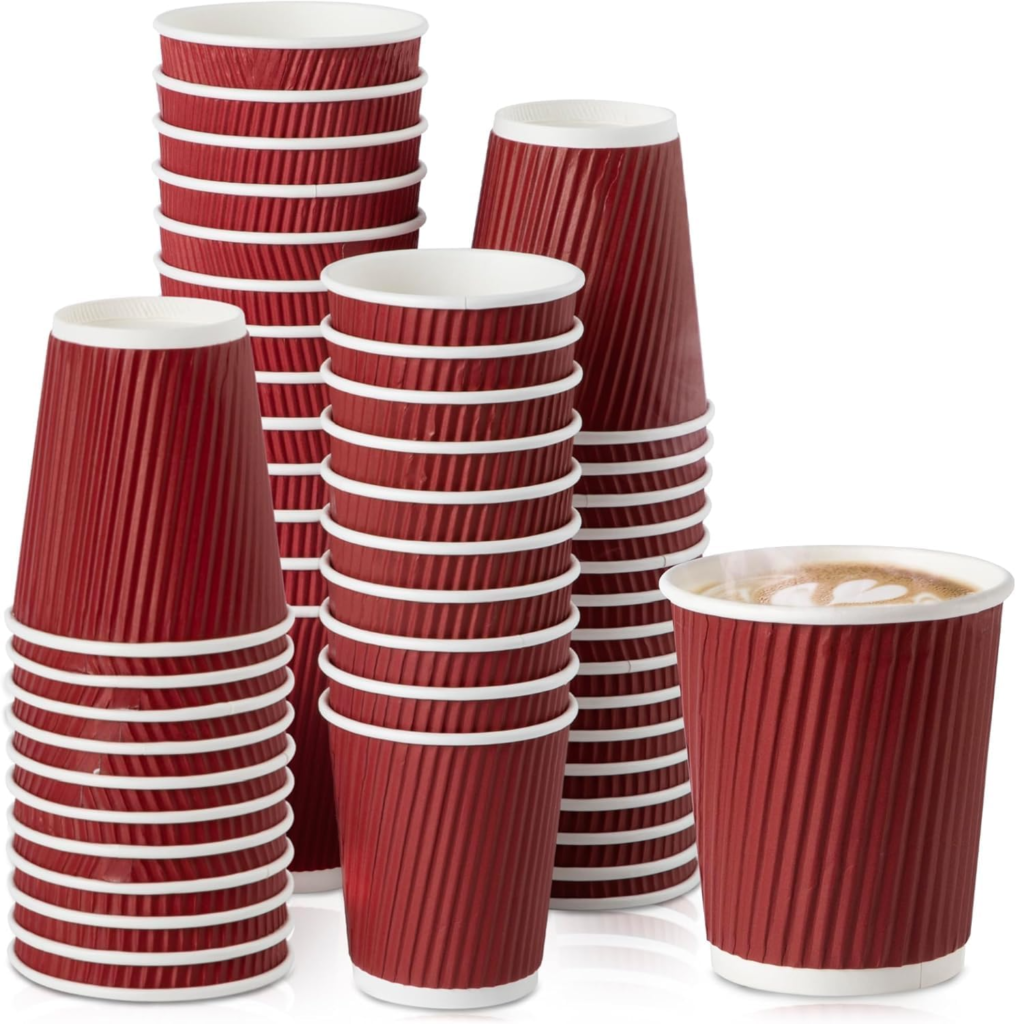 200ml Red Ripple Wall Cups (Pack of 100)