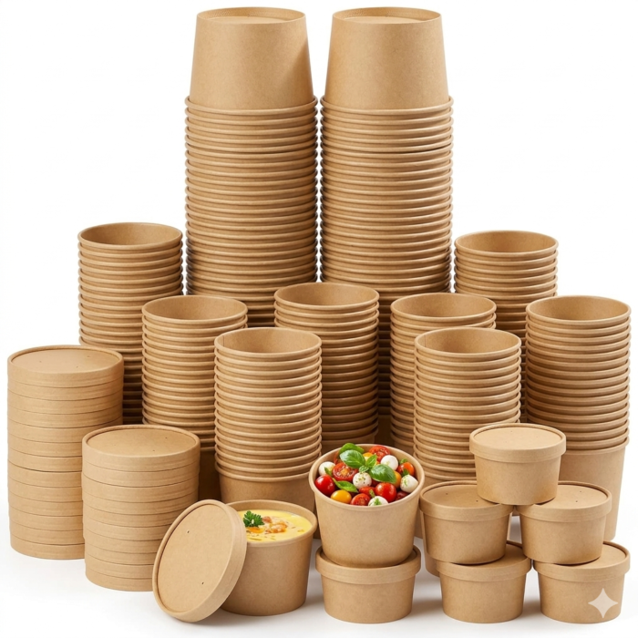 1000ml Brown Container with lid (Pack Of 100)