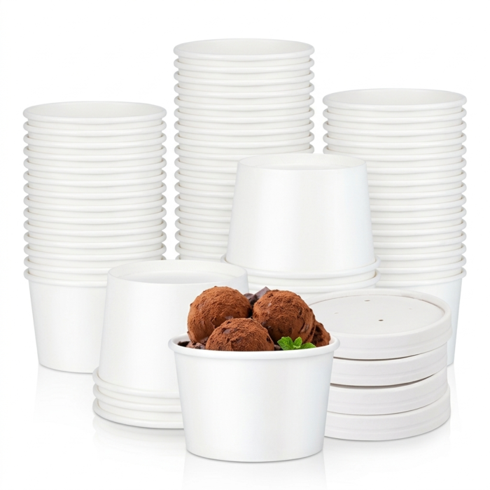 1000ml White Container with lid ( Pack Of 100)