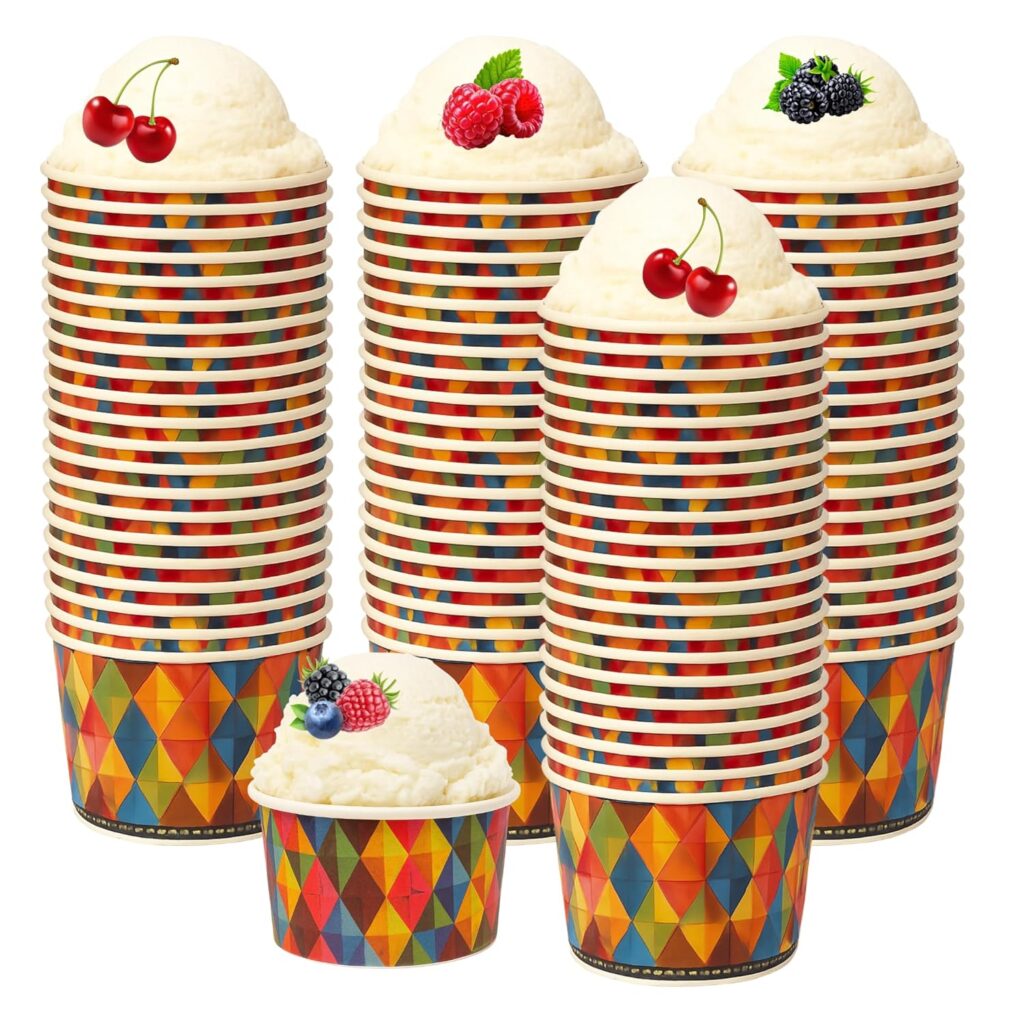 100 ml – Multicolor Disposable Ice Cream Cups (Pack of 100)