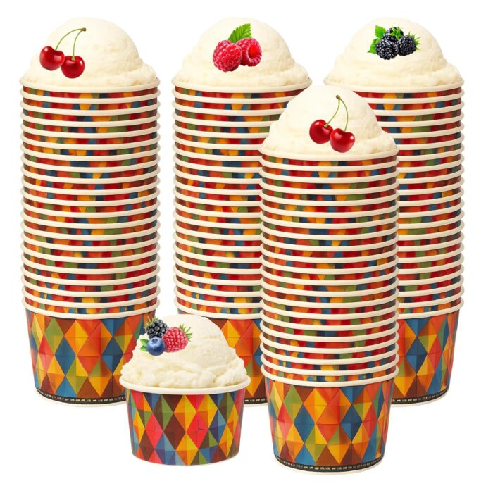 100 ml – Multicolor Disposable Ice Cream Cups (Pack of 100)